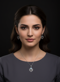 خرید نیم ست نقره زنانه طرح قلب و ضربان عیار 925 آبکاری رادیوم