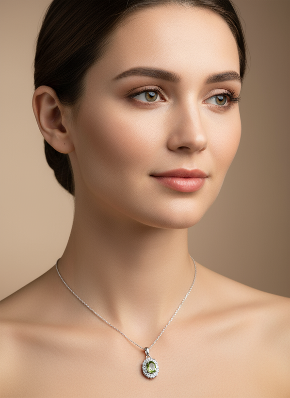 خرید گردنبند زنانه سنگ زبرجد از گالری نقره بقیع