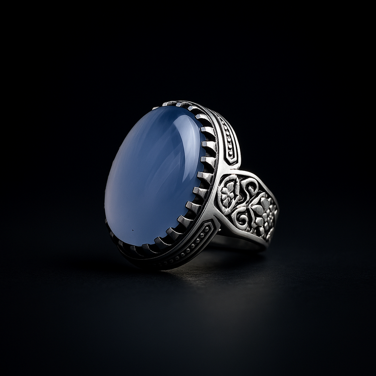 انگشتر مردانه طرح صفوی قلمکاری نقره عیار ۹۲۵