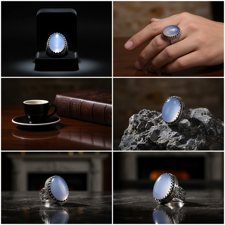 انگشتر مردانه عقیق یمن نقره عیار ۹۲۵