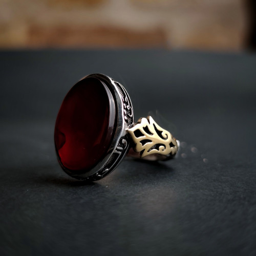 خرید انگشتر مردانه با عقیق سرخ