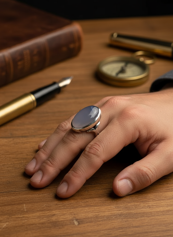 انگشتر نقره مردانه با عایق کبود عیار ۹۲۵