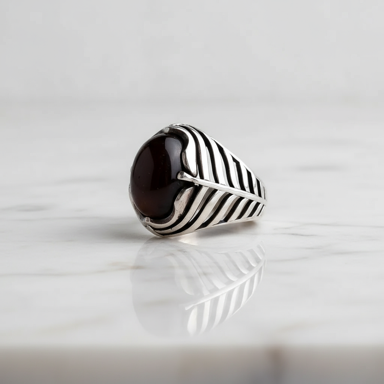 انگشتر نقره مردانه تایگر طرح فیلی شبکه ای