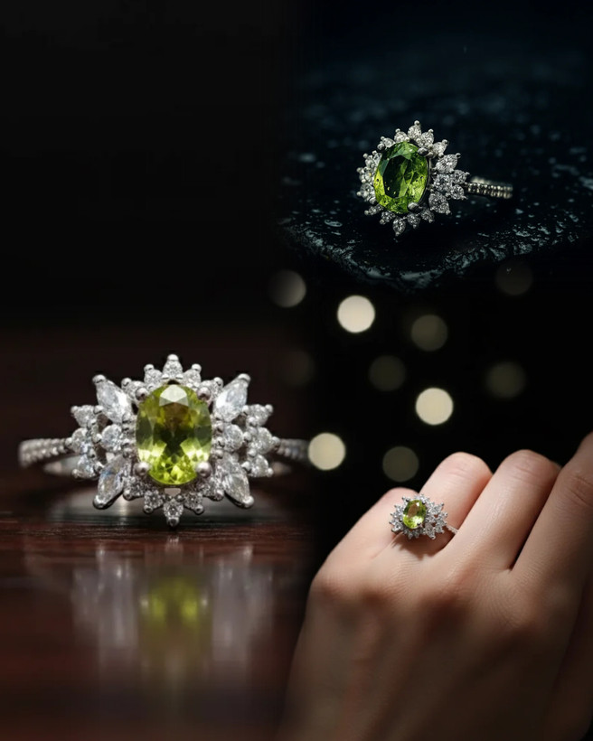 انگشتر نقره زنانه سنگ زبرجد