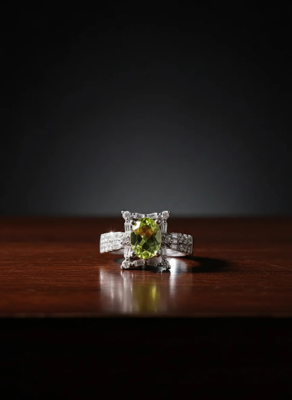 انگشتر نقره زنانه زبرجد عیار ۹۲۵