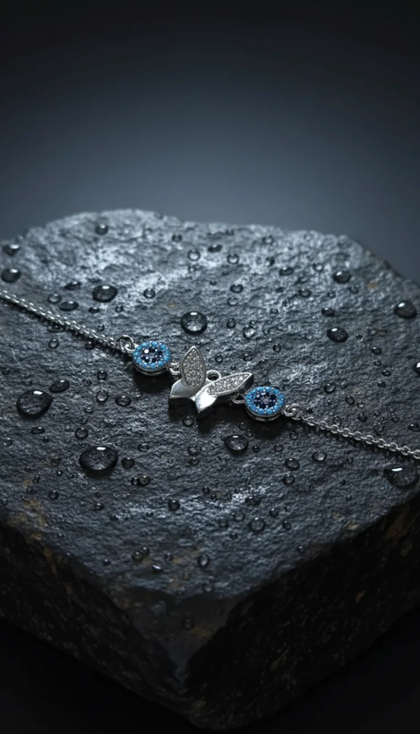 دستبند نقره زنانه طرح پروانه