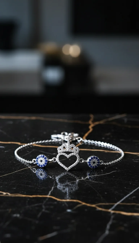 دستبند نقره زنانه طرح قلب