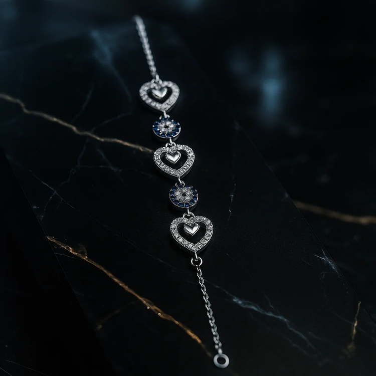 دستبند نقره زنانه عیار ۹۲۵ آبکاری رادیوم