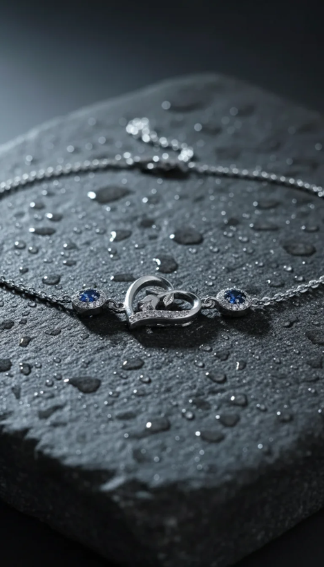 دستبند نقره زنانه عیار ۹۲۵ آبکاری رادیوم