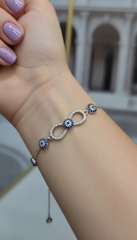 دستبند نقره زنانه طرح چشم نظر