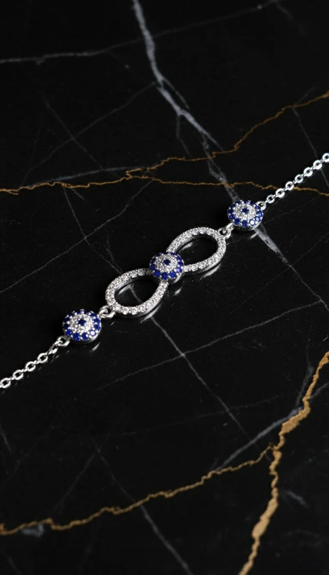 دستبند نقره زنانه عیار ۹۲۵ آبکاری رادیوم