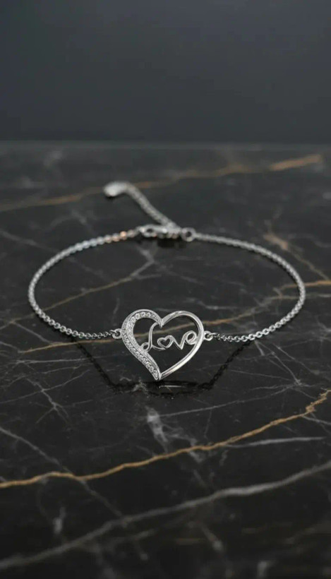 دستبند نقره زنانه عیار ۹۲۵ آبکاری رادیوم