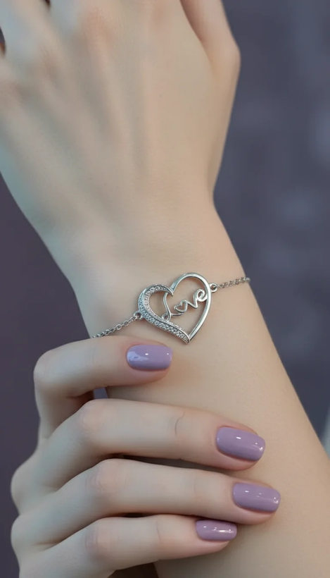 دستبند نقره زنانه عیار 925 آبکاری رادیوم