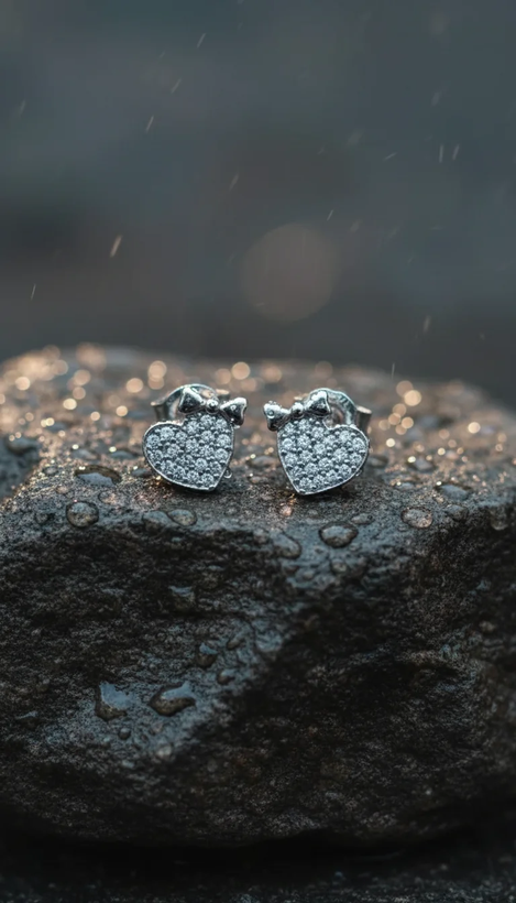 گوشواره نقره زنانه عیار 925 آبکاری رادیوم