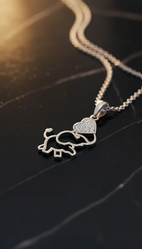 گردنبند مینیمال نقره نگین کاری شده