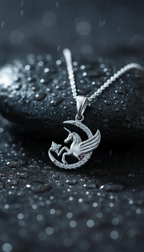 گردنبند مینیمال آبکاری رادیوم طرح یونیکورن