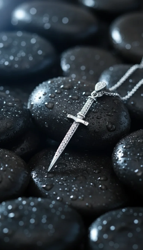 گردنبند مینیمال نقره طرح شمشیر