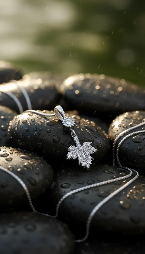 گردنبند نقره مینیمال طرح برگ