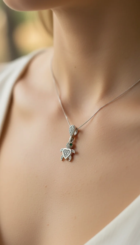 گردنبند طرح لاک پشت آبکاری رادیوم