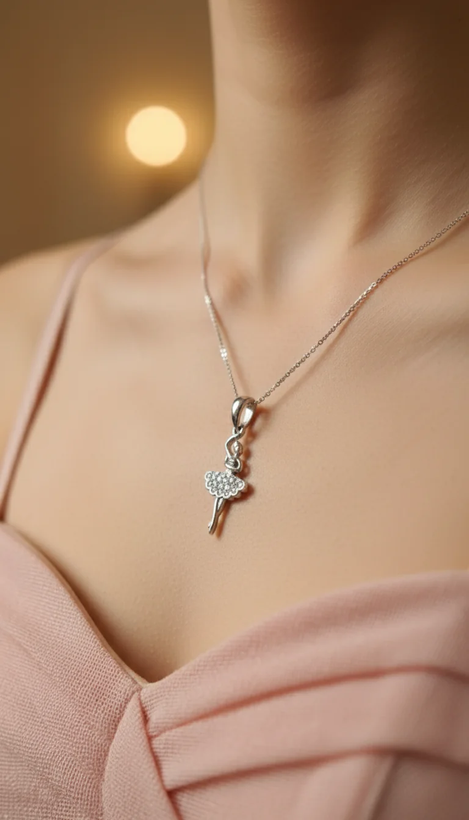 گردنبند مینیمال نقره زنانه آبکاری رادیوم