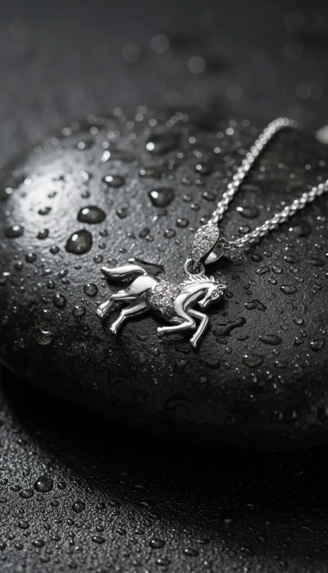 گردنبند مینیمال زنانه طرح اسب با عیار نقره ۹۲۵