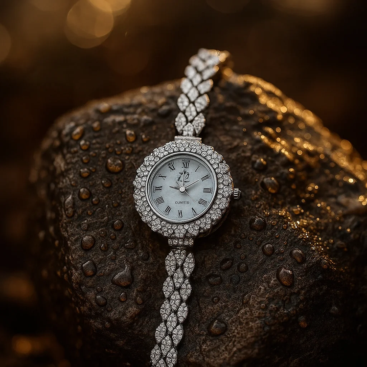 ساعت نقره زنانه نگین کاری شده و با کیفیت بالا