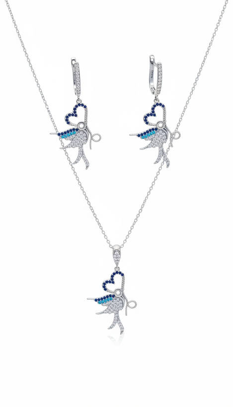 نیم ست نقره زنانه طرح طرشته و قلب