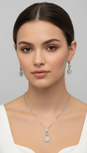 نیم ست نقره زنانه آبکاری شده