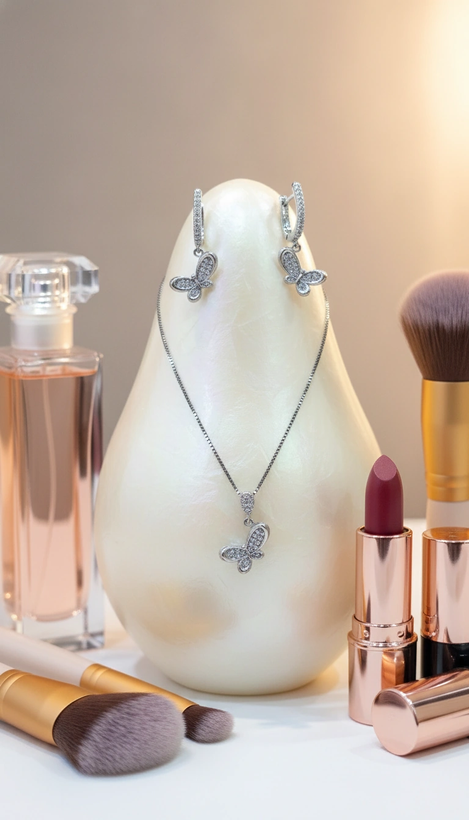 نیم ست نقره زنانه آبکاری رادیوم