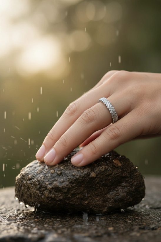 حلقه نامزدی نقره عیار ۹۲۵ آبکاری رادیوم