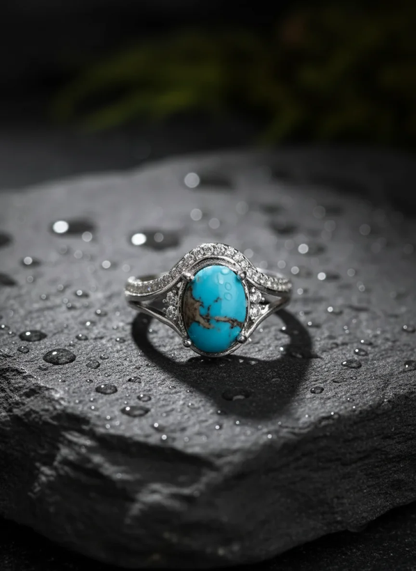 انگشتر زنانه نقره عیار ۹۲۵ آبکاره رادیوم شده