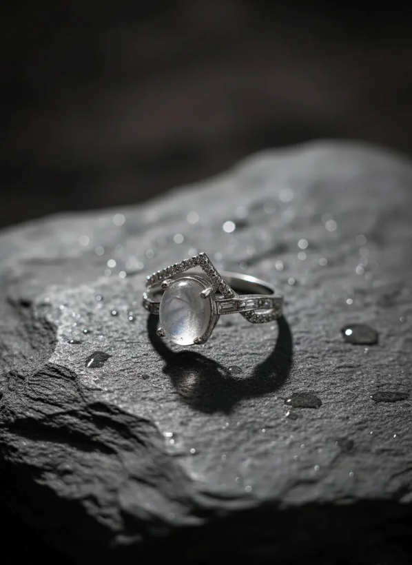 انگشتر نقره زنانه سنگ در نجف آبکاری شده