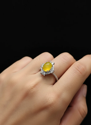 انگشتر نقره زنانه سنگ عقیق زرد