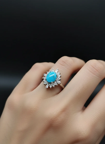 انگشتر نقره زنانه سنگ فیروزه نیشابور