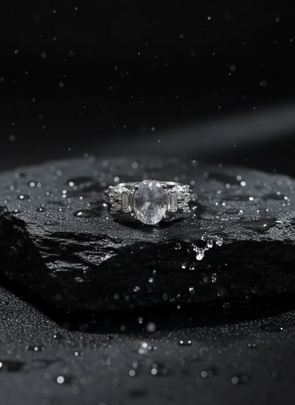 انگشتر نقره زنانه عیار ۹۲۵ آبکاری رادیوم