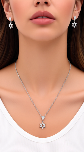 نیم ست نقره طرح ستاره