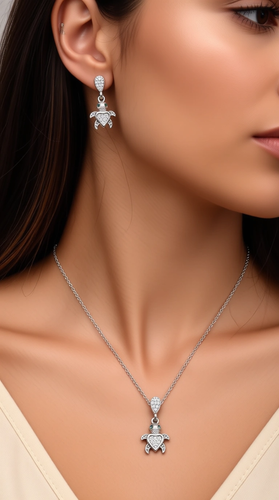 نیم ست نقره زنانه طرح لاک پشت