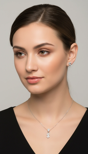 نیم ست نقره زنانه طرح دلار