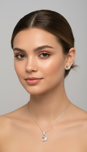 نیم ست نقره زنانه طرح قو