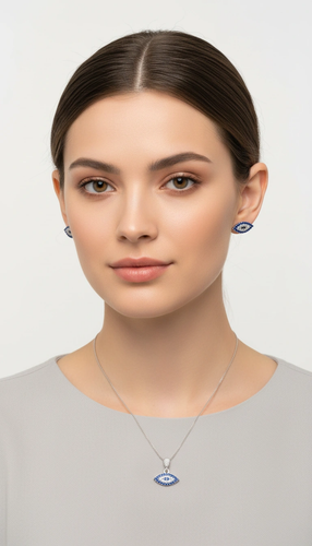 نیم ست نقره زنانه طرح لوزی