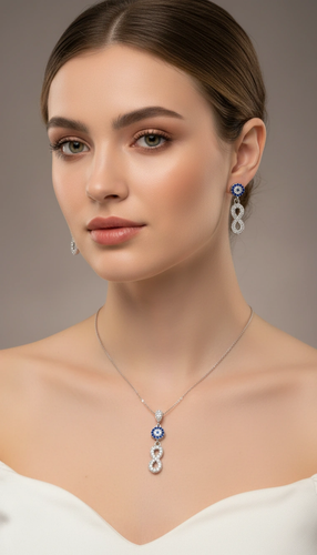 نیم ست نقره زنانه طرح بینهایت