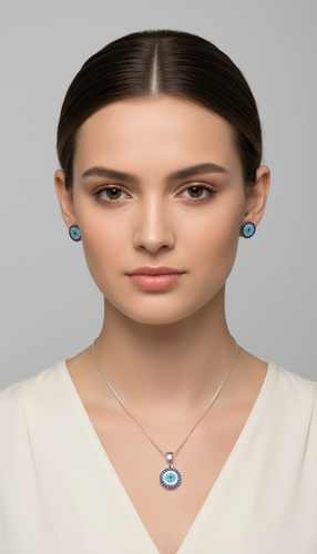 نیم ست نقره زنانه عیار ۹۲۵ آبکاری رادیوم شده