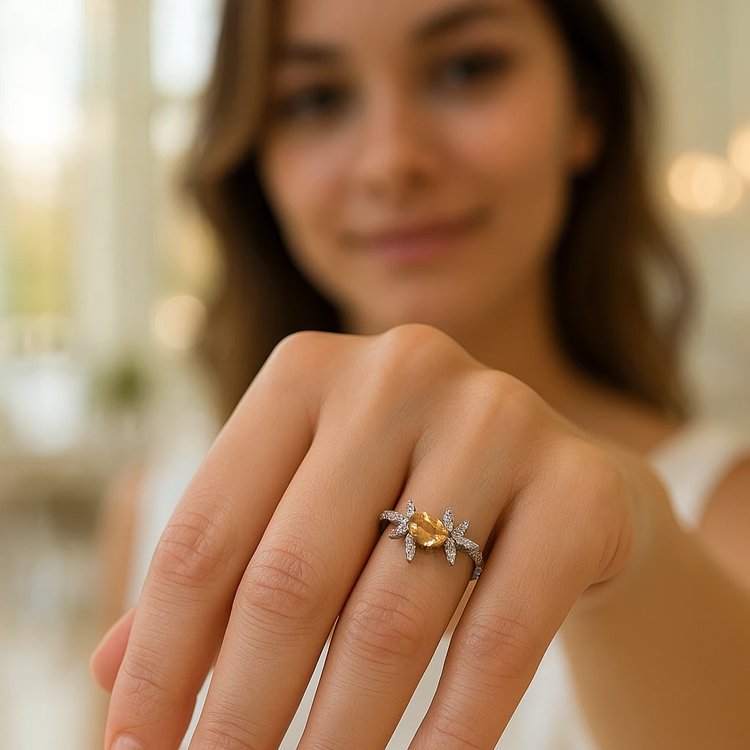 انگشتر دخترانه نقره عیار ۹۲۵ با سنگ کریستالی