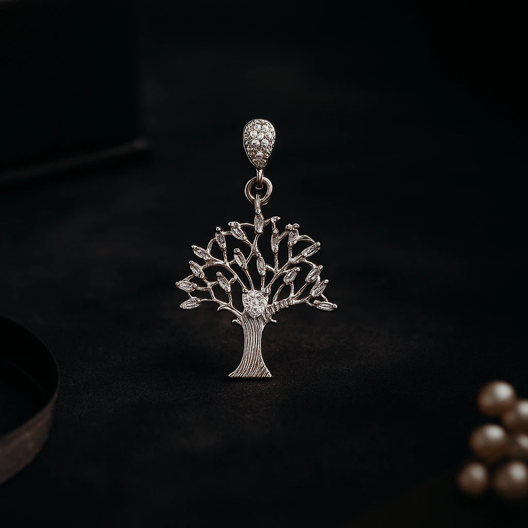 گردنبند نقره زنانه عیار ۹۲۵ آبکاری رادیوم شده