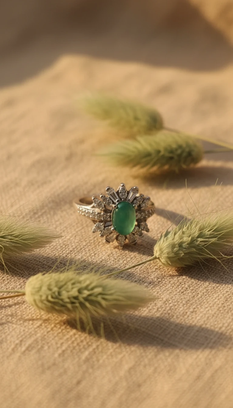 انگشتر دخترانه نقره عقیق سبز
