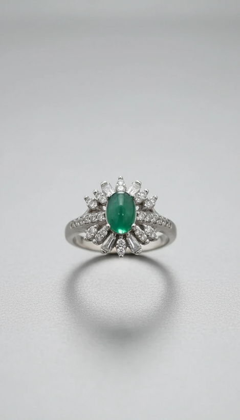 انگشتر دخترانه عقیق سبز آبکاری شده