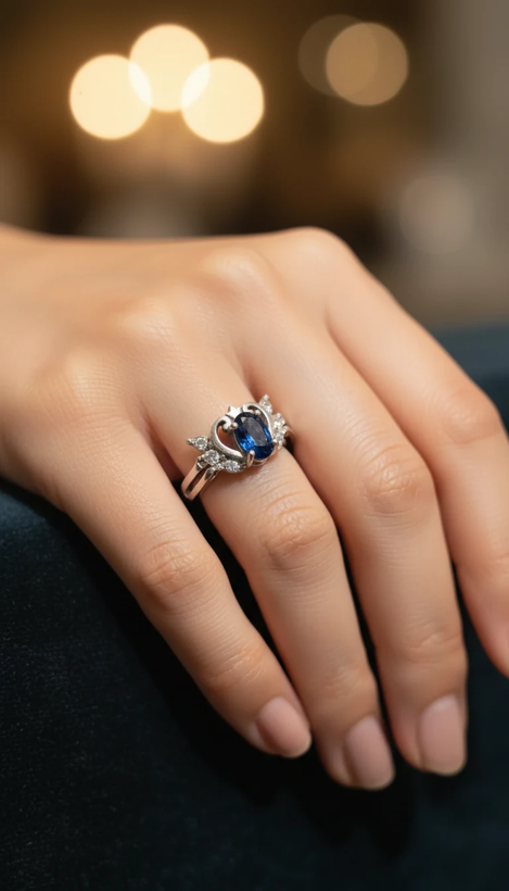 انگشتر دخترانه نقره عیار 925 آبکاری رادیوم