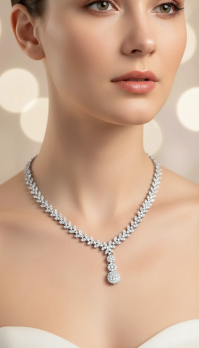 گردنبند زنانه پر نگین و چشم گیر
