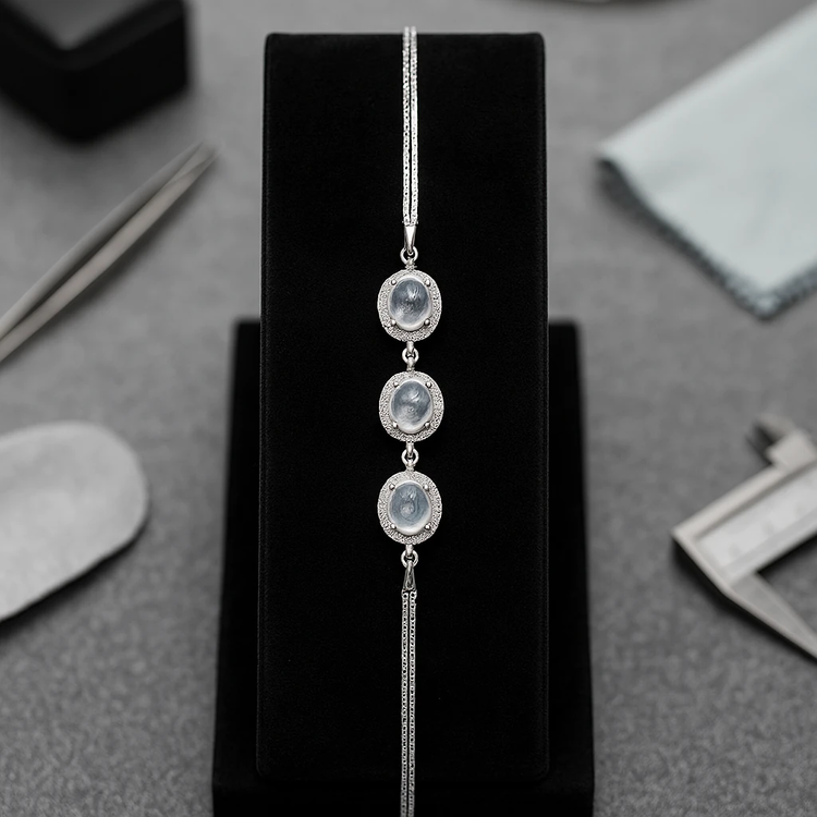 خرید دستبند سه نگینه در نجف زنانه از گالری نقره بقیع