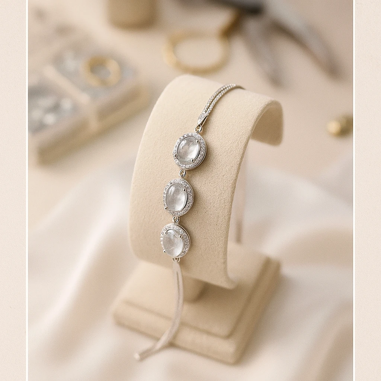 خرید دستبند سه نگینه در نجف زنانه از گالری نقره بقیع